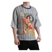 Dolce & Gabbana Multifärgad Agosto Print Linne T-shirt Multicolor, Her...