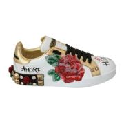 Dolce & Gabbana Vita Rosor Paljetter Kristall Sneakers Multicolor, Dam