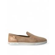 Dolce & Gabbana Beige Suede Caiman Loafers Skor Beige, Herr