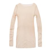 Cortana Silk Tulle Båthals Top Beige, Dam