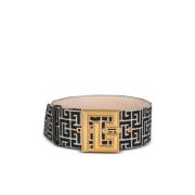 Balmain P-Bälte monogram jacquard bälte Black, Dam