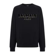 Balmain Metallic flocked sweatshirt Black, Herr