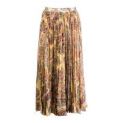 Etro Plisserad midi-kjol med Paisley-motiv Multicolor, Dam
