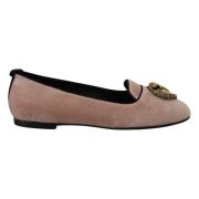 Dolce & Gabbana Rosa Velvet Slip Ons Loafers Flats Skor Pink, Dam