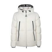 Moncler Kort Vit Dunjacka med Logoband White, Dam