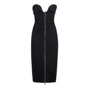 Off White Midi Dresses Black, Dam