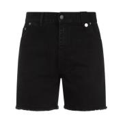 EgonLab Svart Stonewashed Denim Shorts Black, Herr