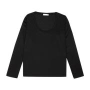 Douuod Woman Svart Långärmad Jersey T-shirt Black, Dam