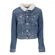 Tommy Hilfiger Slim Teddy Flag Denim Jacket Blue, Dam