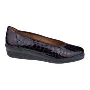 Gabor Röd Patent Dam Loafer Komfort Sko Black, Dam