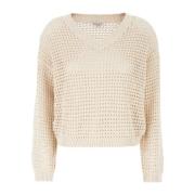 Brunello Cucinelli V-neck Knitwear Beige, Dam