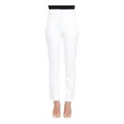 Ralph Lauren Vita bomullssträckbyxor Slim Fit White, Dam