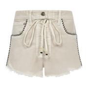 Alanui Chic Saguaro Wash Denim Shorts Beige, Dam