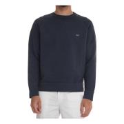 Fay Logo Bröst Sweatshirt Enfärgad Stone Washed Blue, Herr