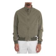 Fay Stone Washed Bomber Jacket med Stickade Manschetter Green, Herr