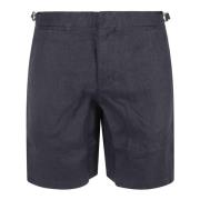 Orlebar Brown Blå Linne Shorts Blue, Herr