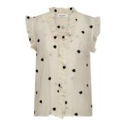 Co'Couture Dropcc Top Blus med Ruffle Detaljer Beige, Dam