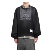 Mihara Yasuhiro Svart Grafiskt Tryck Pullover Tröja Black, Herr