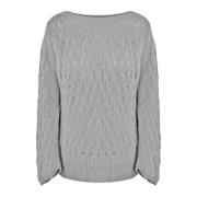 Malo Cashmere Boatneck Sweater Gray, Dam