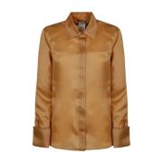 Max Mara Silk Tobak Skjorta Brown, Dam