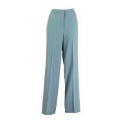 Pinko Crepe Palazzo Trousers with Pressed Pleat Blue, Dam