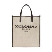 Dolce & Gabbana Beige Canvas Tote Bag Beige, Herr