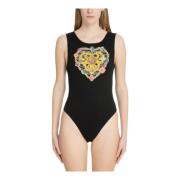 Versace Jeans Couture Mönstrad Heart Couture Bodysuit Spänne Stängning...