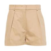 Sportmax Beige Shorts med Dragkedja och Bältesöglor Beige, Dam