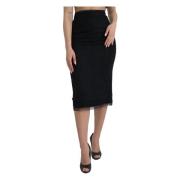 Dolce & Gabbana Svart hög midja midi kjol Black, Dam