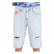 Tommy Jeans Ljus Denim Ryan Shorts med Flagga Blue, Herr