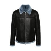 Tagliatore Läder Shearling Jacka Black, Herr