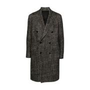 Tagliatore Herringbone Double-Breasted Coat Gray, Herr