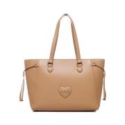 Love Moschino Stilren Biscuit Handväska med Dragkedja Brown, Dam