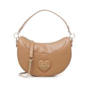 Love Moschino Hjärtlogo Axelväska Biscuit Brown, Dam