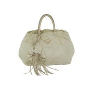 Prada Vintage Pre-owned Nylon handvskor Beige, Dam