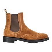 Santoni Italienska Läder Ankelstövlar Brown, Herr