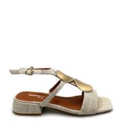 Jeannot Canvas Sandal med Satin Guldapplikationer Gray, Dam