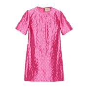 Gucci Fuchsia Broderad Crewneck Sidenskjorta Pink, Dam