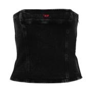 Diesel Crop Top med Broderad Logotyp Black, Dam