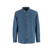 Sunflower Denim Button Down Skjorta Blue, Herr