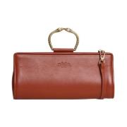 Tramontano Orange Läderclutch med Avtagbar Rem Brown, Dam