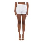 Max Mara Studio Broderade Bomullsshorts Edmond White, Dam