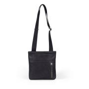 Howard London Svart Läder Crossbody Messenger Väska Black, Herr