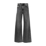 Diesel Grå Wide Leg Jeans Gray, Dam