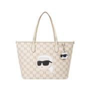 Karl Lagerfeld Iconik Mono CC Stor Toteväska Beige, Dam