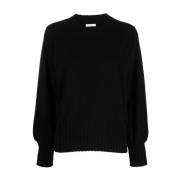 Malo Räfflad Crewneck Pullover Black, Dam