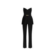 Elisabetta Franchi Svart Bi-Stretch Ärmlös Jumpsuit Black, Dam