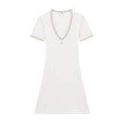 Courrèges Kontrast V-ringad Miniklänning White, Dam