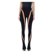 Mugler Genomskinliga Nude Illusion Skinny Byxor Black, Dam