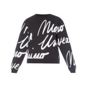 Moschino Logo All Over Crewneck Sweatshirt Black, Dam